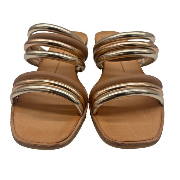 Dolce Vita Women Open Toe Metallic Strappy Slide Sandals Flat Slippers Size 6.5 - Picture 3 of 16